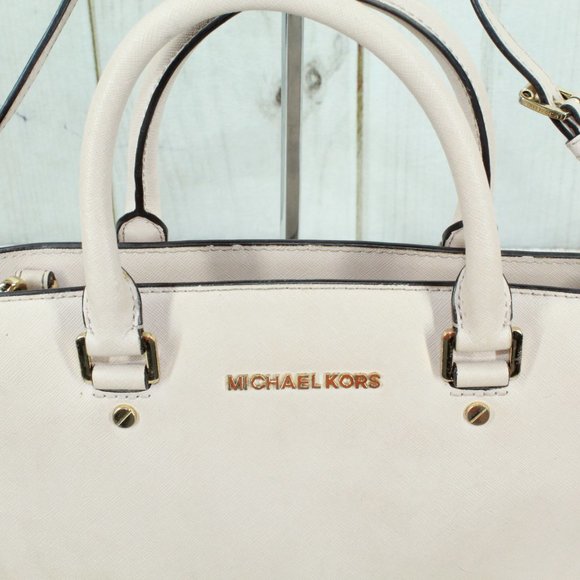 Michael Kors Tan Leather Studded Top Handles Sling Satchel Handbag - Picture 3 of 11